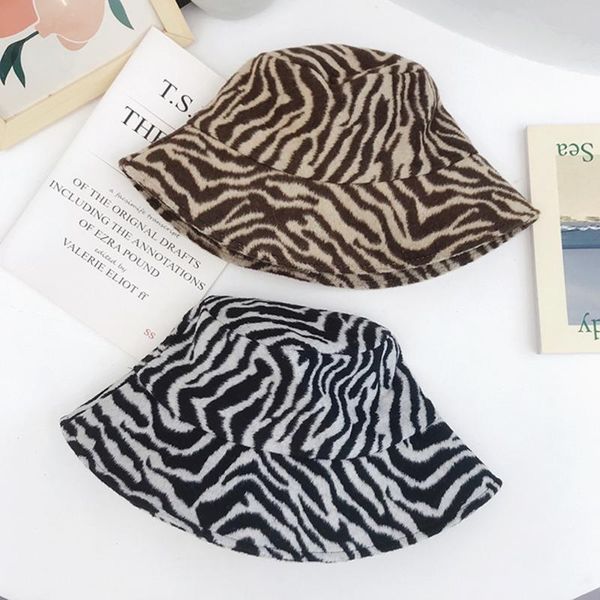 

wide brim hats cute cow zebra stripes print bucket hat women winter outdoor beach fisherman's caps warm bowler floppy sun visors, Blue;gray