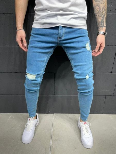 

men's jeans premium ice green laser men's jeans1, Blue