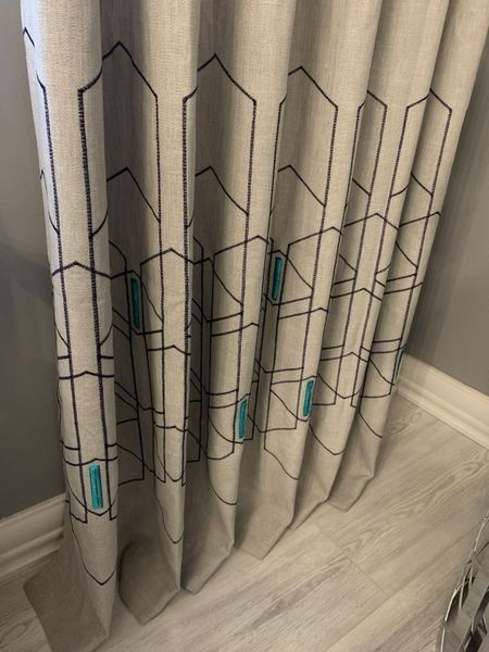 

linen geometric pattern curtain panel, 4 colors. length up to 110 '' ( 279 cm)