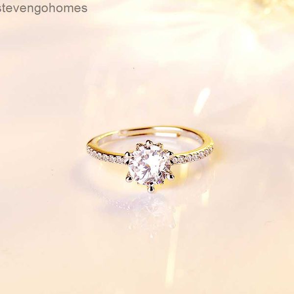 

women's and korean rings, accessories: jewelry, micro japanese inlaid six claw diamond ring, Silver