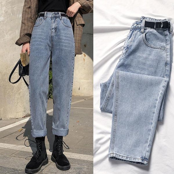 

blue jeans autumn casual wide-leg pantshigh waist loose and thin harem pants fashionwomen pants trend