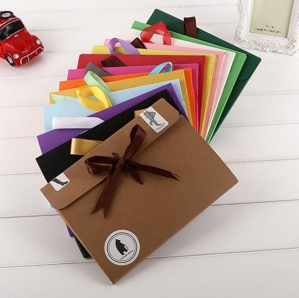 

150pcs large ribbon kraft paper envelope bag handkerchief silk scarf packing boxes gift wrap bag 24*18*0.7cm wholesale