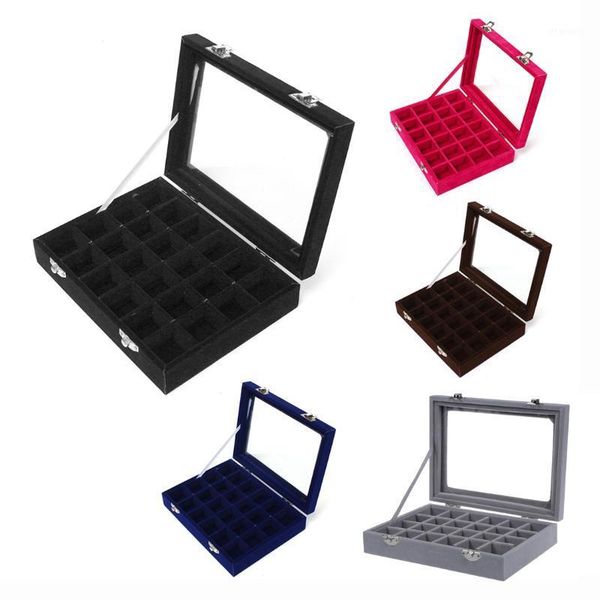 

24 grid display box jewelry storage glass bracelet watch pillow buckle rose red1