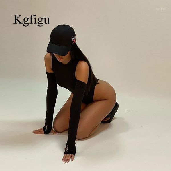 

kgfigu 2020 women bodycon slim fitness workout sleeveless clubwear rompers jumpsuits off shoulder solid summer bodysuit outwear1, Black;white