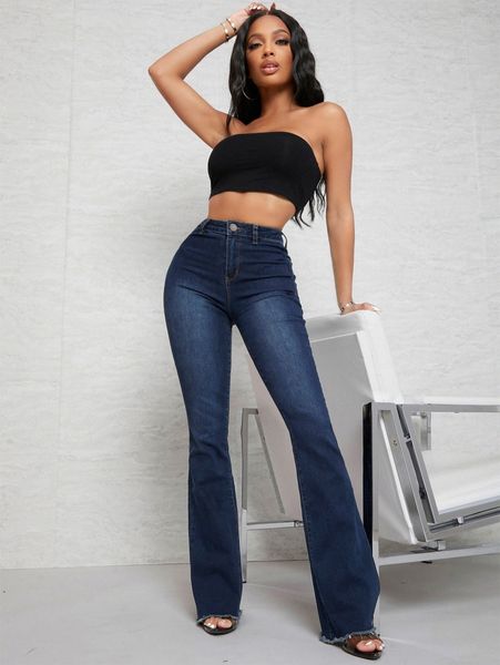 

sxy curvy high waist flare leg jeans f71q#, Blue
