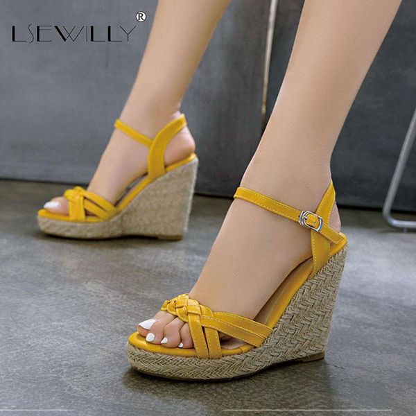 

lsewilly 2020 big size 34-46 women sandals buckle summer bohemian style casual shoes simple wedges platform sandals ladies, Black
