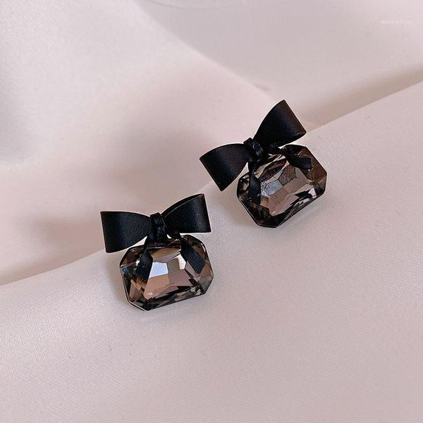 

new korean statement earrings for women black bowknot cute crystal geometric stud earrings brincos 2020 fashion jewelry gifts1, Golden;silver