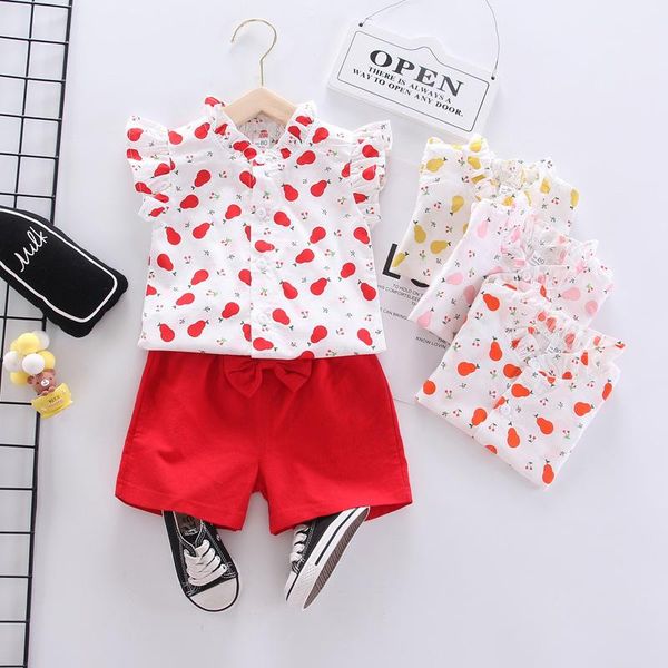 

children suit infants shirt shorts two piece girls clothing sets baby summer vest outfits cotton girls clothing sets, White