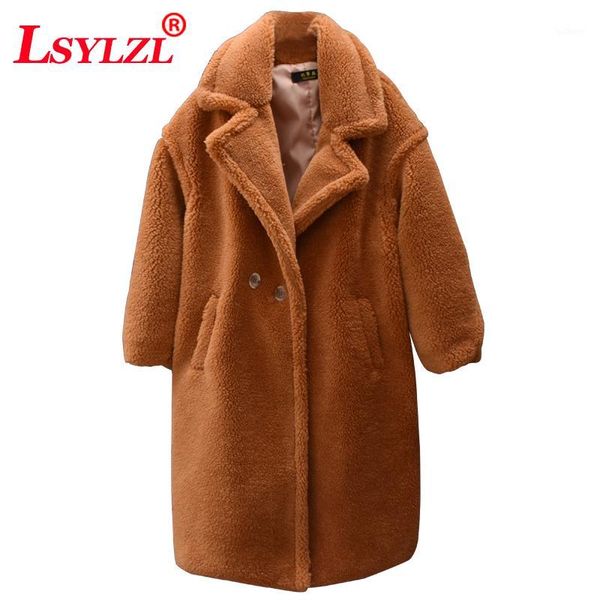 

2018 winter thick warm solid teddy coats women high street oversized teddy jacket and coat ladies faux fur overcoat c3821, Black