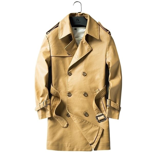 

new mens 2021 from multi-pocket jackets pu coat asian size jacket leather men's tag k203 3vkn, Black