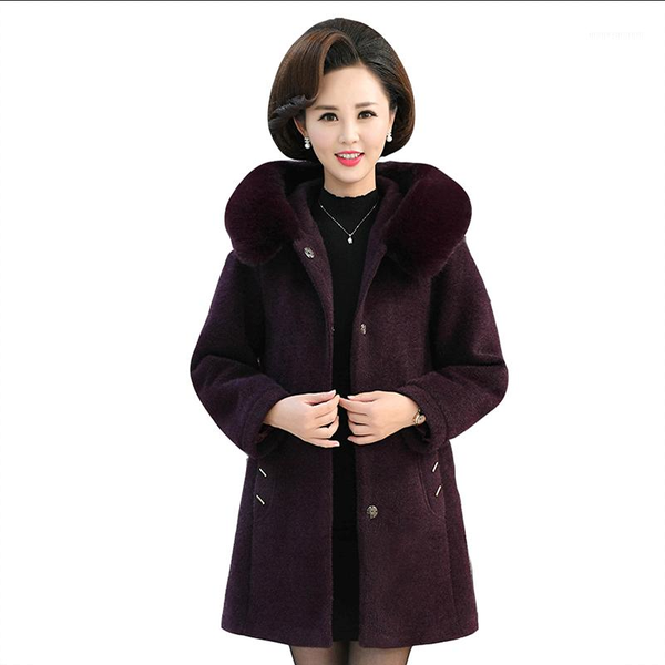 

women's fur & faux winter parka mink velvet coat women's noble hooded plus size mid-length warm coats overcoat1, Black