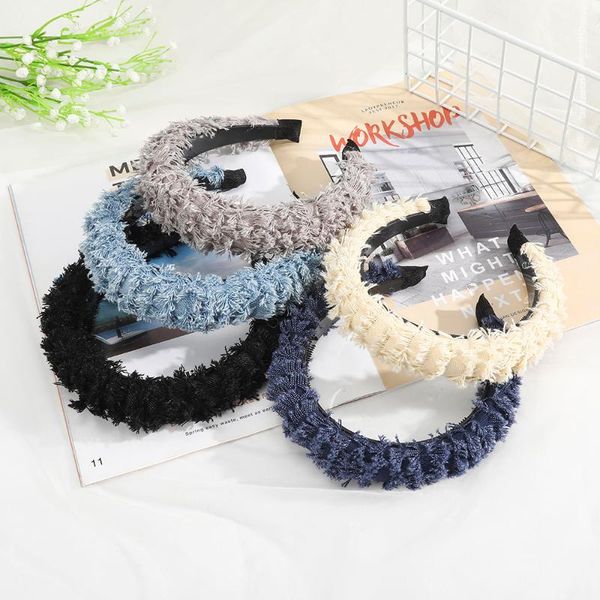 

hair accessories headband solid color hairy sponge filling hairband for women girls bands turban hoop bezel female