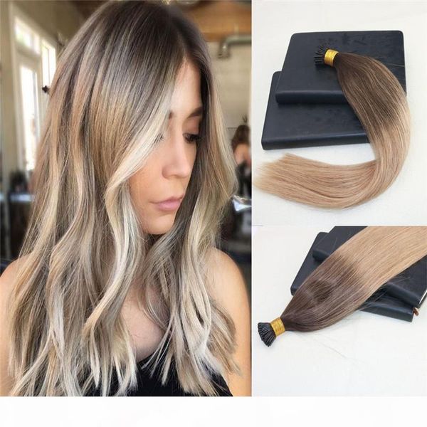 

100% virgin brazilian human hair i-tip prebonded hair extensions double drawn keratin stick fusion remy hair extensions i tip, Black