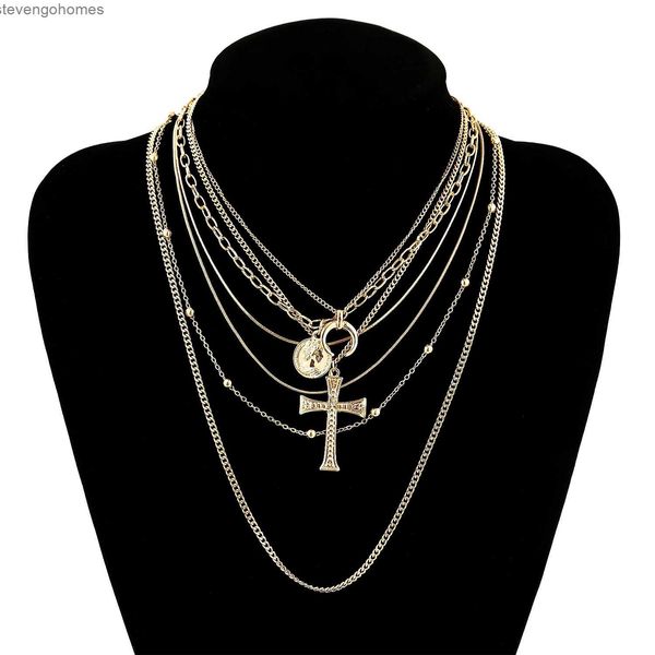 

selling jewelry exaggerated women's cross multi layer necklace, Silver