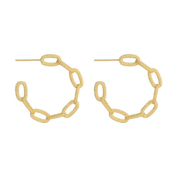 

unusual curb chain gold color circle hoops exaggerate c shape earings for women fashion jewelry, Golden;silver