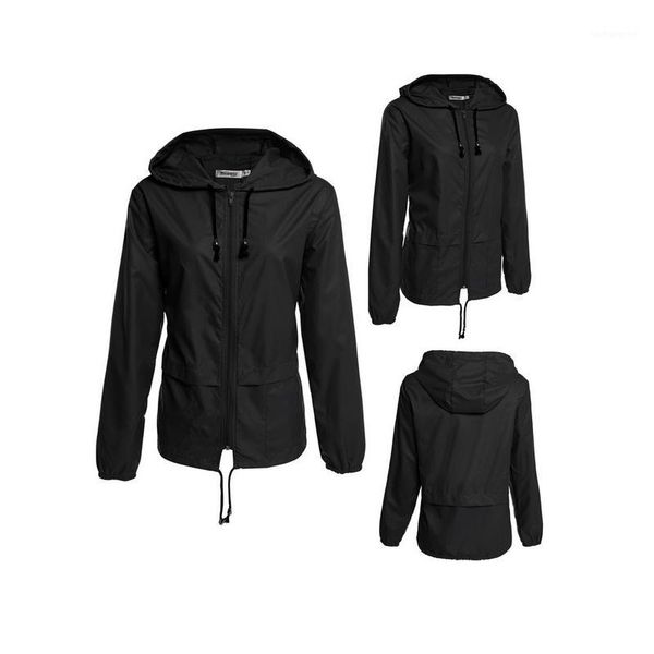 

spring jacket women 2018 womens windbreaker waterproof summer jackets hooded zipper thin raincoat sportswear outerwear coat1, Black;brown