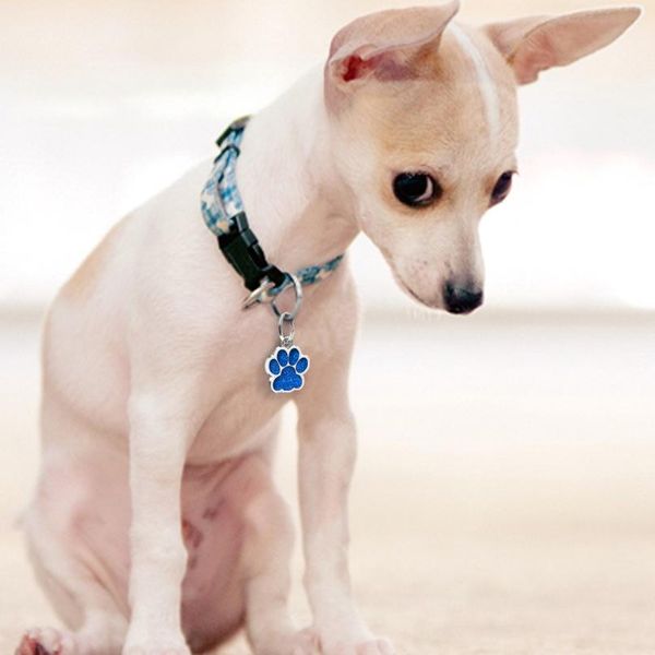 

6pcs/lot glitter paw pet id tags custom engraved personalized for dog & cat bbykco