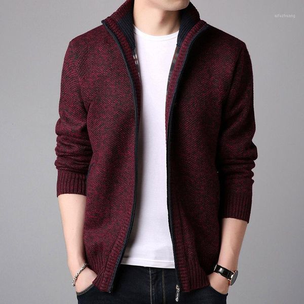 

thickening solid cardigan sweater men 2020 autumn winter teenagers slim man knitting sweater coat1, White;black