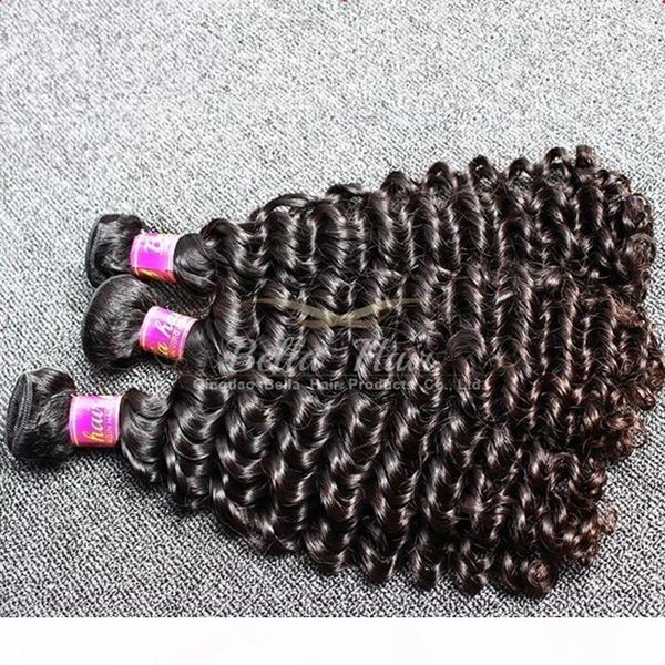 

brazilian deep wave hair 100% no tangle 3pcs lot brazilian human hair weave bella hair ing, Black