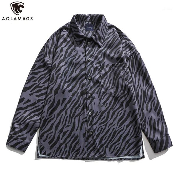 

aolamegs autumn shirts men retro striped hit color fashion casual shirt long sleeve high street harajuku cozy streetwear1, White;black