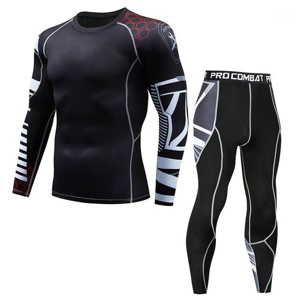 

men's sports suit men's new quick-dry breathable moisture-absorbing running fitness suit long-sleeved pro tights1, White;black