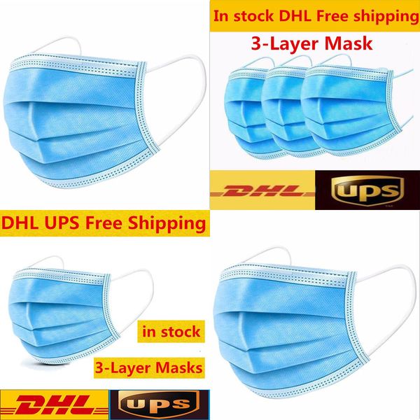 

black ups white dhl pink disposable shipping face thick 3-layer masks with earloops for salon, home use comfocnyb0s