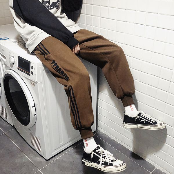 

clothing autumn and winter 2020 new men's casual student printed sports pants loose legged capris fashion, Black