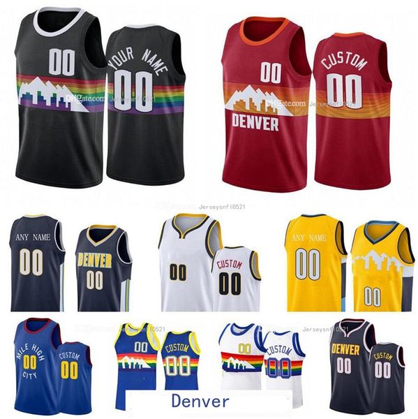 

2021 custom men women youth jokic#15 murray#27 zeke nnaji denver city team jersey social recap any name and number swingman city jersey, Black;red