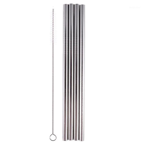 

5in1 stainless steel drinking straws cocktail straight with brush set1