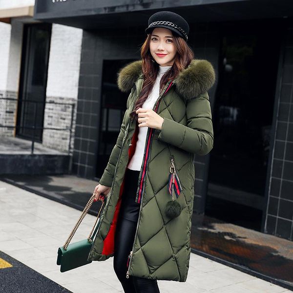 

women down coat 2020 new women jacket coat fashion winter jackets long down jacket plus size hooded casual cotton outwear, Black