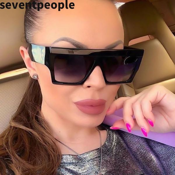 

sunglasses 2021 fashion retro square women trendy flat rectangle sun glasses for men vintage eyeglasses uv400, White;black