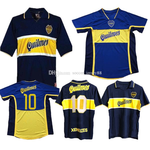 

97 98 boca junior retro soccer jerseys maradona vintage veron caniggia 1997 1998 maglia classic 2000 2001 kit football shirts, Black;yellow