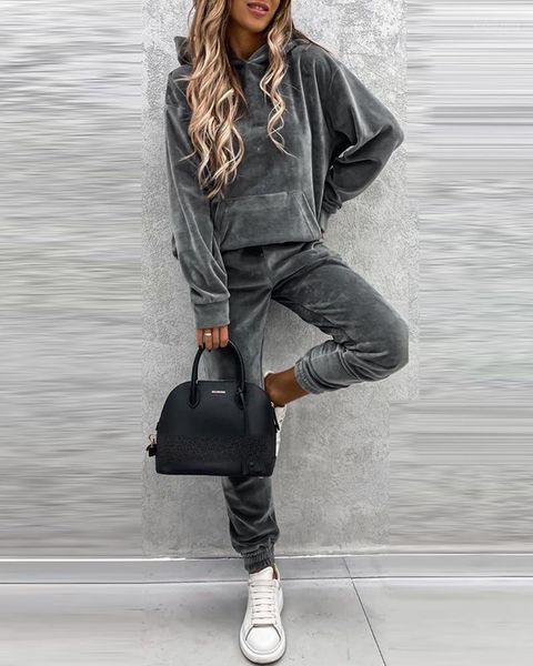 

fashion tracksuit 2 piece women set casual oversized hoodies sweatshirt loose sweatpants autumn women outfits joggers sport suit1, Gray