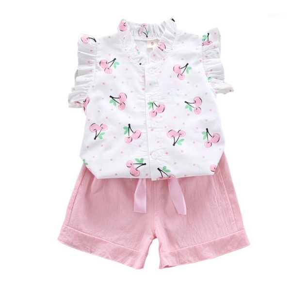 

clothing sets kids girls summer style baby clothes short sleeve t-shirt+shorts pants 2pcs children suits1, White