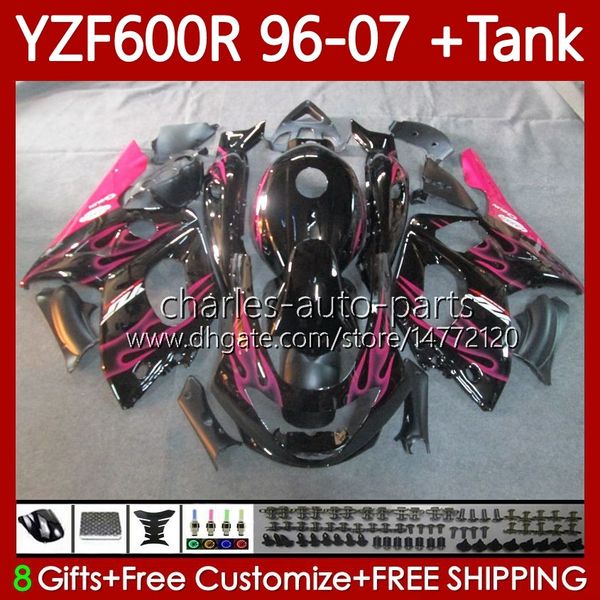 Kit de corpo para Yamaha YZF600R Thundercat Pink Chamas YZF 600R 600 R 1996-2007 Bodywork 86No.175 YZF-600R 96 97 98 99 00 01 YZF600-R 02 03 04 05 06 07 Fairings OEM + tampa do tanque
