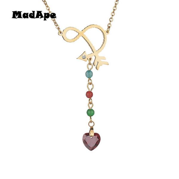 

pendant necklaces madape zircon heart necklace women fashion sweater chain stainless steel gold arrow pendants & choker jewelry, Silver