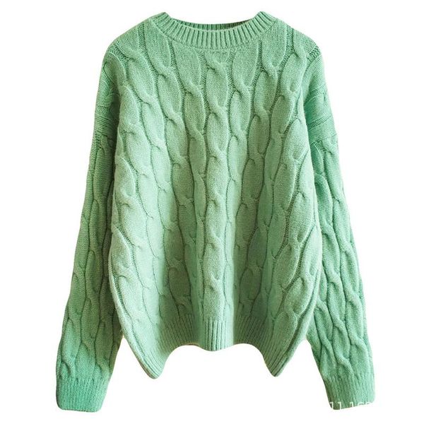 

2020 autumn and winter new casual simple pullover sweater women knitted twist loose sweater women solid color, White;black