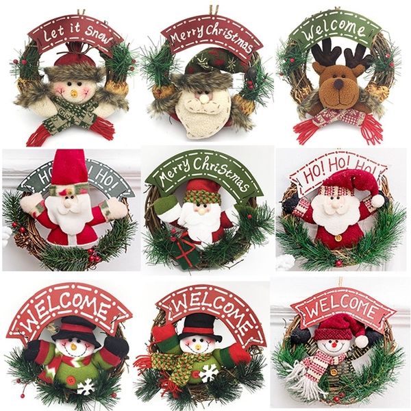 Wooden Christmas Grinalda Decoração Pendurar porta de suspensão Xmas Santa Claus Elk Snowman Decor Garland Ornaments Chrstmas Pingente Natal 20128