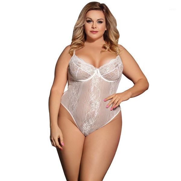

lace bodysuit for women plus size bodysuit jumpsuit glamour underwire hollywood sheer lace steel ring neon rw805361, Black;white