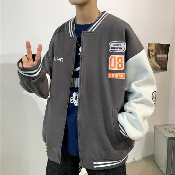 

2021 new privathinker oversized fake 2 pcs jackets streetwear men casual baseball coats autumn men's hip hop outerwear yxcp, Black;brown