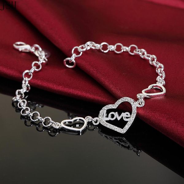 

beautiful fashion elegant silver color charms wedding heart love crystal bracelet gorgeous jewelry lh015 h jllghe, Black