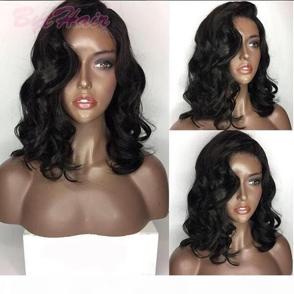 

bythair полный кружев человеческие волосы парики волнистые бразильские волосы remy волосы независимые человеческие волосы парики парики круж, Black;brown