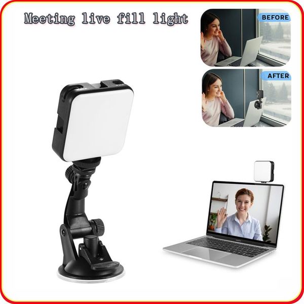 

w64 6w mini video led light conference lighting kit 2500k-6500k 3 cold shoes+ uction cup mount for laplive streaming