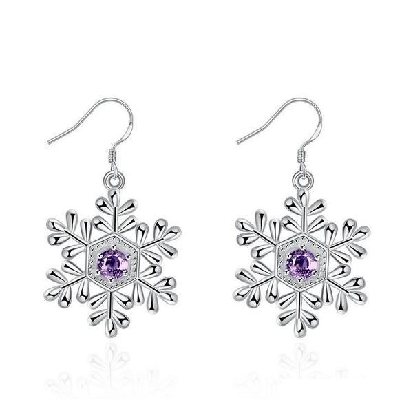 

latest trendy noble amethyst snowflake dangler earrings for women engagement plate 925 sterling silver earings eardrop christmas gift nic15