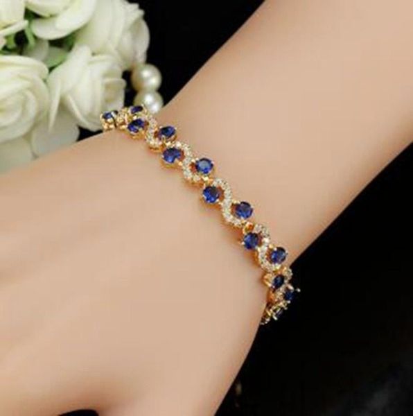

charm bracelets fashion creative golden white cubic zirconia and dark blue crystal bracelet, suitable for women's jewelry gifts, Golden;silver