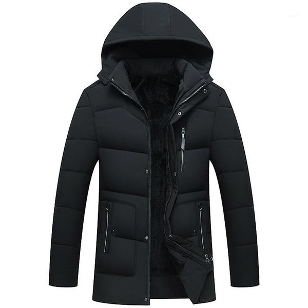 

special offer men's winter jacket simple durable plus velvet cotton parka male thick warm daddy winter coat clothes1, Black