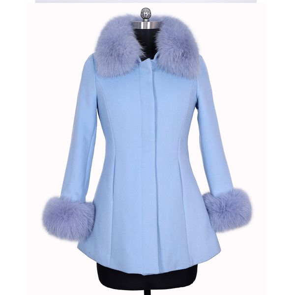 

2021 women's new clothes autumn winter woolen fur fine outdoor coat 61gf, Black