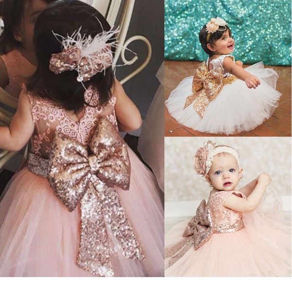 

6m-10y toddler baby kid girls dress princess lace bow sequins wedding party dresses christening 1st birthd sqcubf