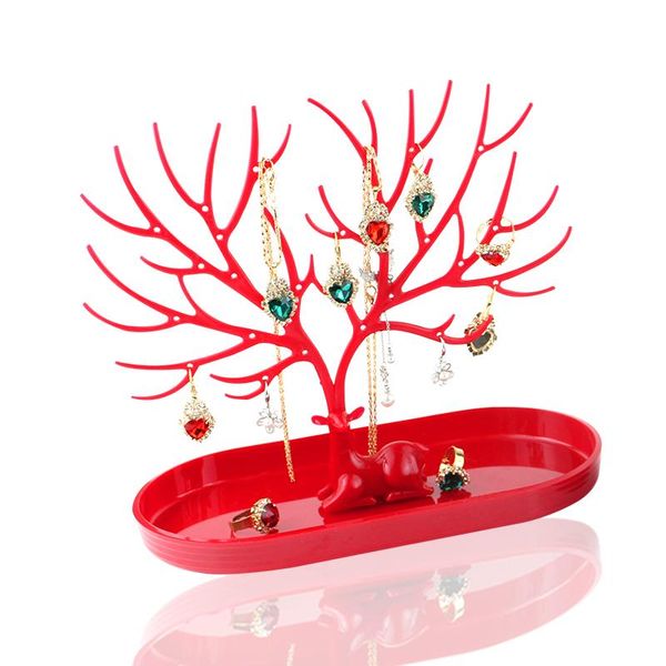 

mordoa jewelry organizer tree jewelry box creative cosmetic organizer ring rack earrings necklace display makeup, Pink;blue