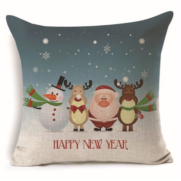 

eco-friendly christmas square cushion cover pillowcase home gift pillow case tree printed linen decorative decoration throw sofa cartoon